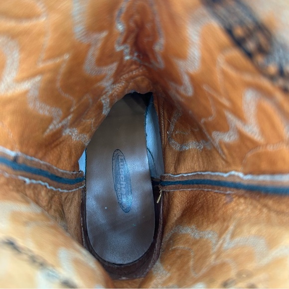 Lucchese 2000 Women’s Cowgirl Western Boots Brown Camel Leather Size 7 Scalloped - Picture 15 of 17